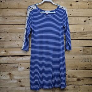 Lilly Pulitzer Marlowe Dress Large Beckon Blue Breeze Stripe Nautical Beachy